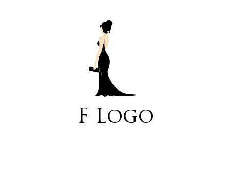 woman in backless dress logo