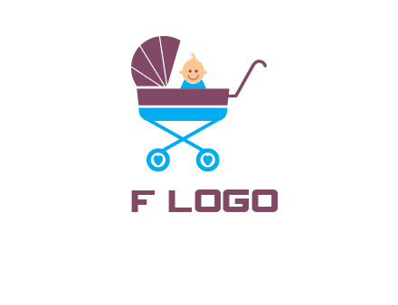 boy in baby stroller logo