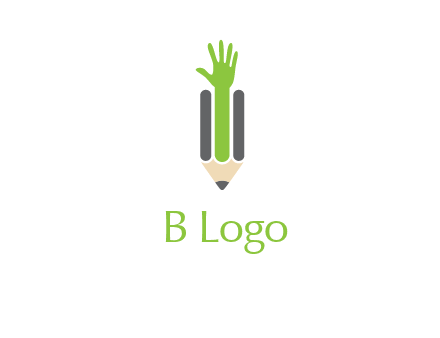 green hand inside pencil logo