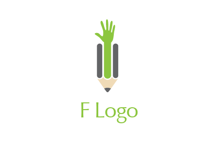 green hand inside pencil logo