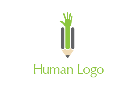 green hand inside pencil logo