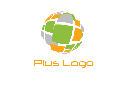 square pieces forming a globe logo