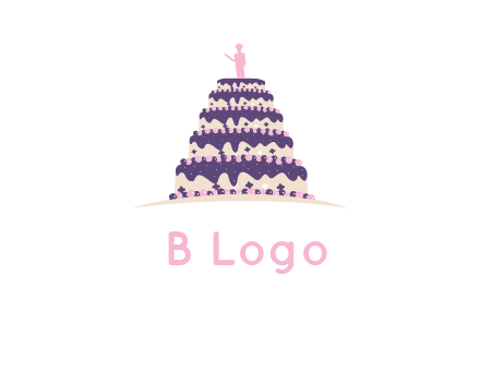 5 tier or layer cake with a figurine logo