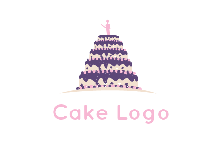 5 tier or layer cake with a figurine logo