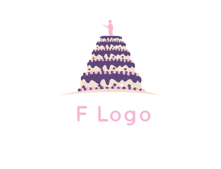 5 tier or layer cake with a figurine logo