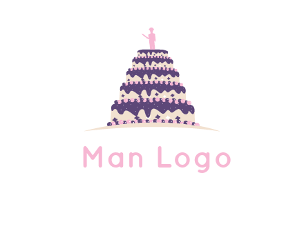 5 tier or layer cake with a figurine logo