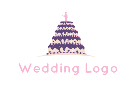 5 tier or layer cake with a figurine logo