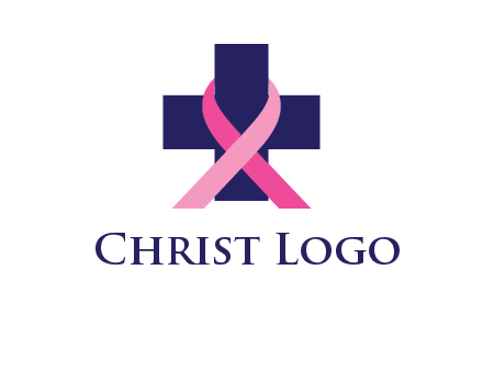 breast cancer ribbon wrapped around cross