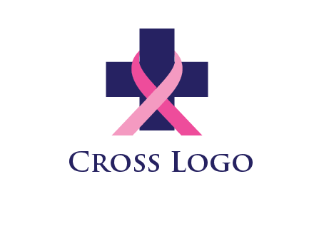 breast cancer ribbon wrapped around cross