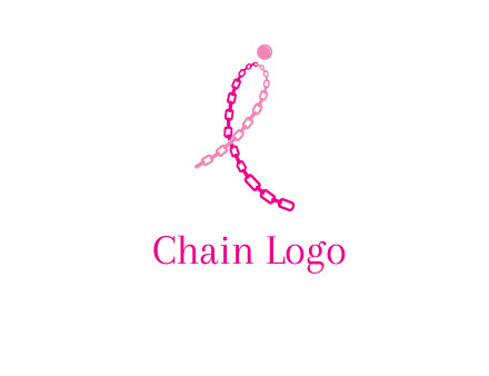 break cancer ribbon logo with dot and chain links