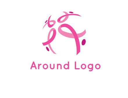 world logo with breast cancer ribbons and dots