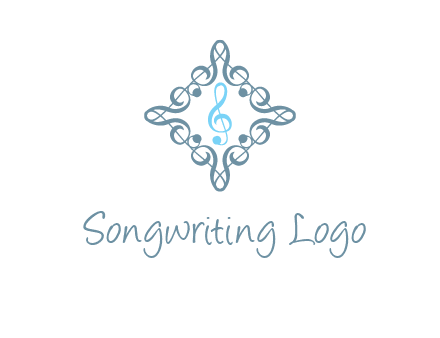 music note inside filigree tile logo