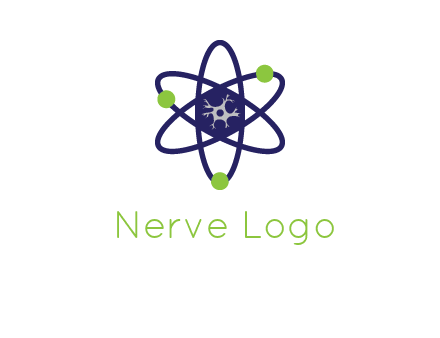 neuroanatomy or nuclear logo showing a cell inside an atomic model