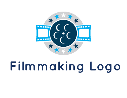 film reel inside the circle with stars logo