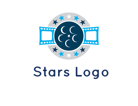 film reel inside the circle with stars logo