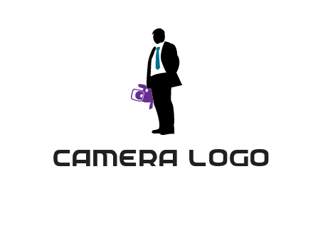 silhouette person holding movie camera logo