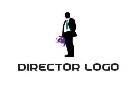 silhouette person holding movie camera logo