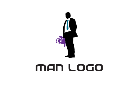 silhouette person holding movie camera logo