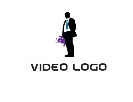 silhouette person holding movie camera logo