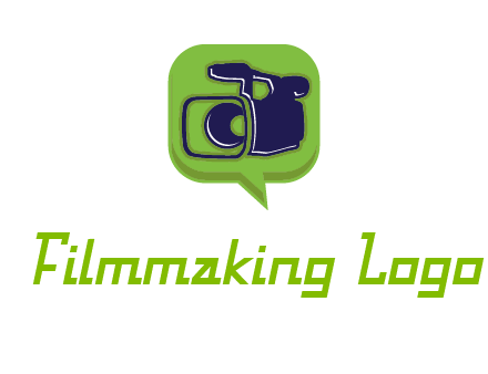 movie camera inside speech bubble logo