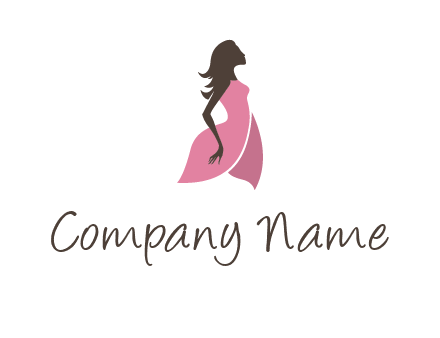 silhouette glamour girl wearing shoulder less dress logo