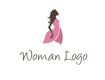 silhouette glamour girl wearing shoulder less dress logo