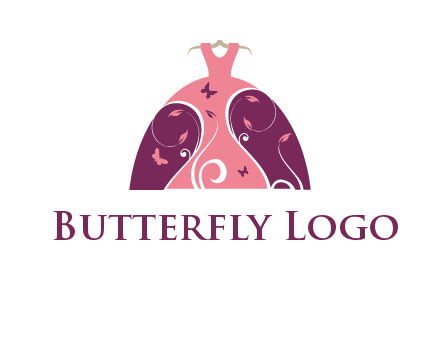 beautiful ornamental girl dress with butterflies logo