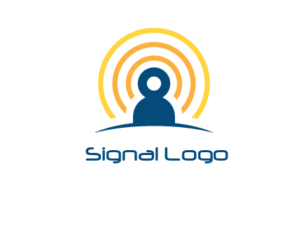 abstract person placed in front of communication circles logo