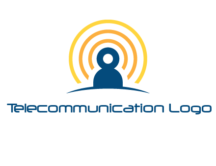 abstract person placed in front of communication circles logo