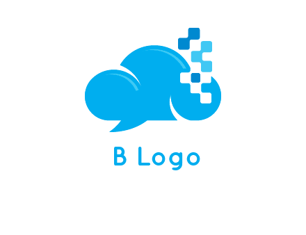 cloud forming speech bubble with technology squares connection logo