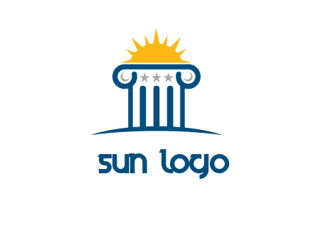 abstract pillar with sun logo