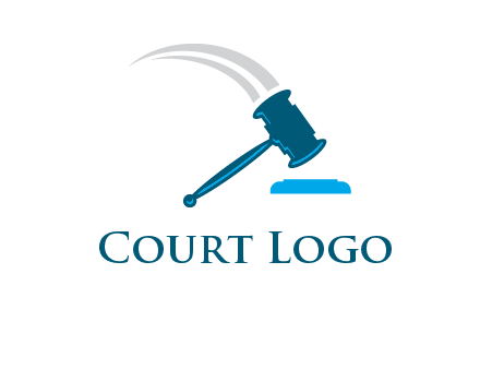 gavel with swooshes logo