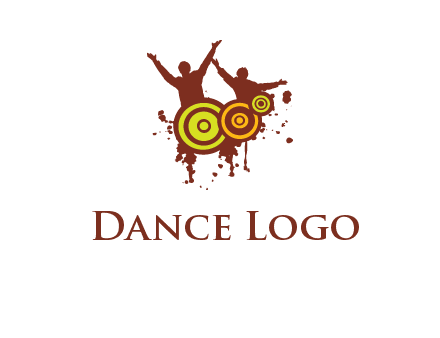 dancing persons behind the speaker logo