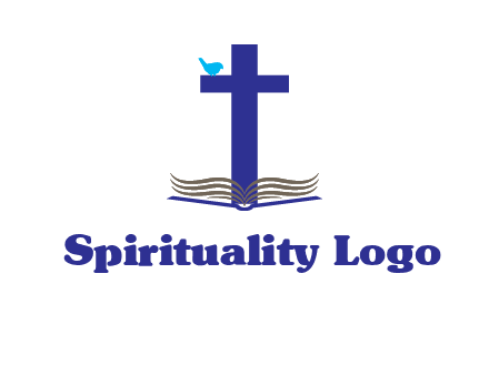 cross with abstract book and bird logo