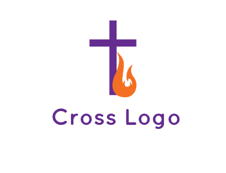 cross with abstract fire icon