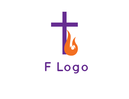 cross with abstract fire icon