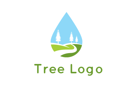 landscape inside the water drop logo