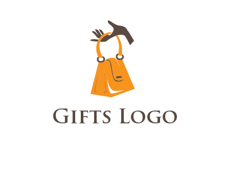 hand holding handbag logo