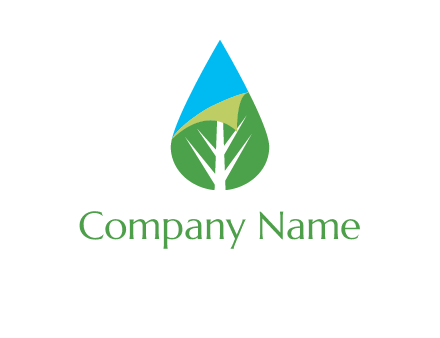 water drop with leaf and folded corner logo