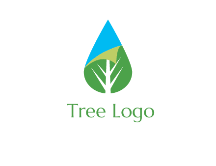 water drop with leaf and folded corner logo