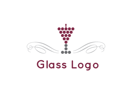 dotted wine glass with ornaments logo