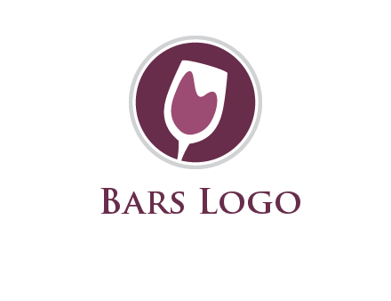 abstract wine glass in circle logo