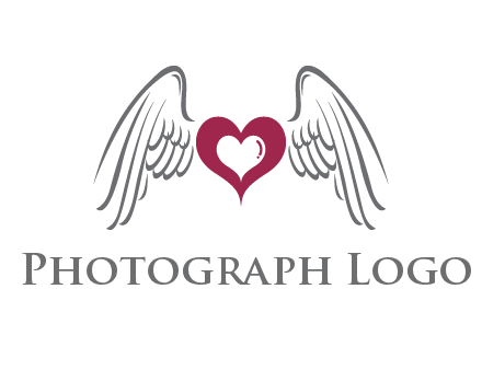 heart with angel wings logo