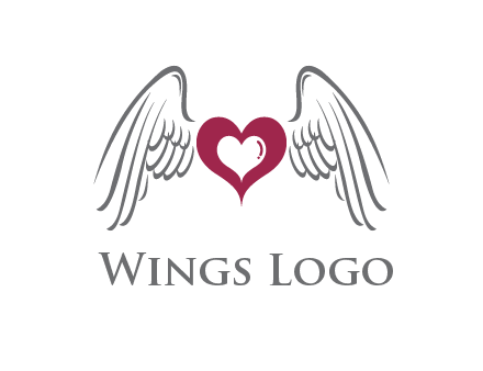 heart with angel wings logo