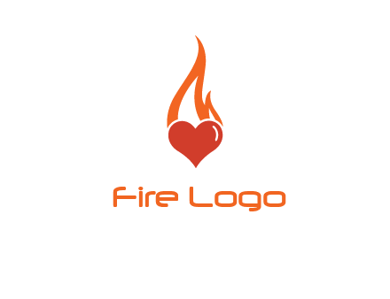 abstract fire on heart icon