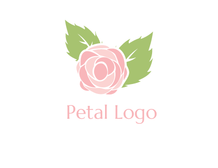 abstract rose flower with leaves logo