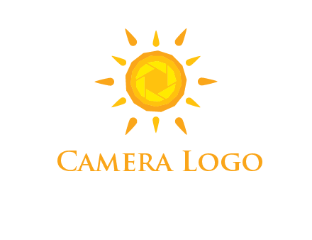 camera shutter inside abstract sun logo