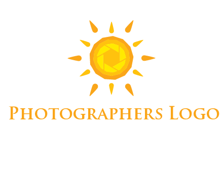 camera shutter inside abstract sun logo