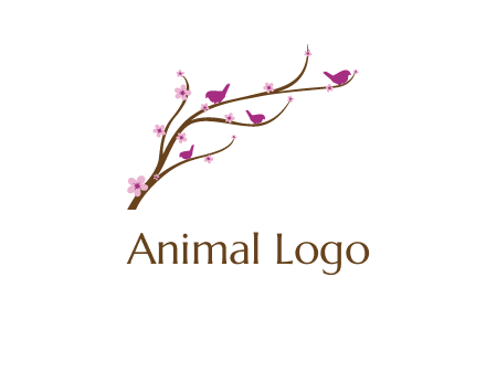 birds in the tree with flowers logo