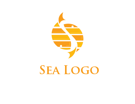 two abstract fishes create circle logo